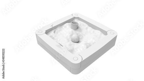 3D rendering of a sandbox toys bucket sand playground isolated