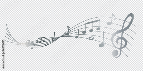 music notes on transparent background