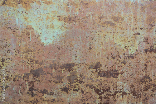 Rusty old surface. Background, texture. Brown and blue colors.