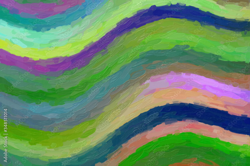 Green and blue waves Impressionist Impasto abstract paint background.