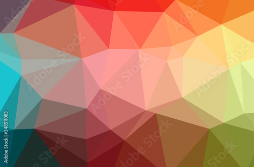 Illustration of abstract Blue, Orange, Pink, Red, Yellow horizontal low poly background. Beautiful polygon design pattern.