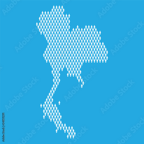 Thailand population. Statistic map made from stick figure people