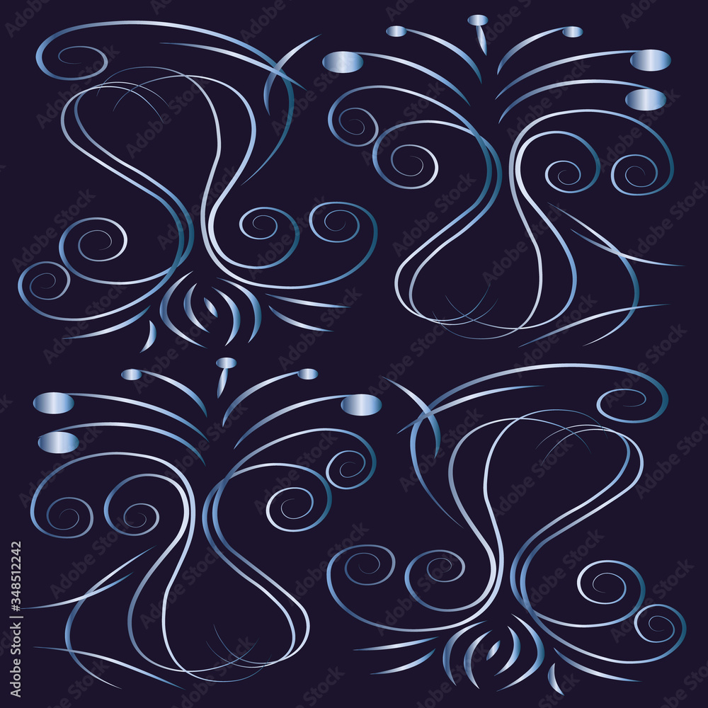 Abstract fantasy elements on blue background. Abstract fantasy elements on blue background.