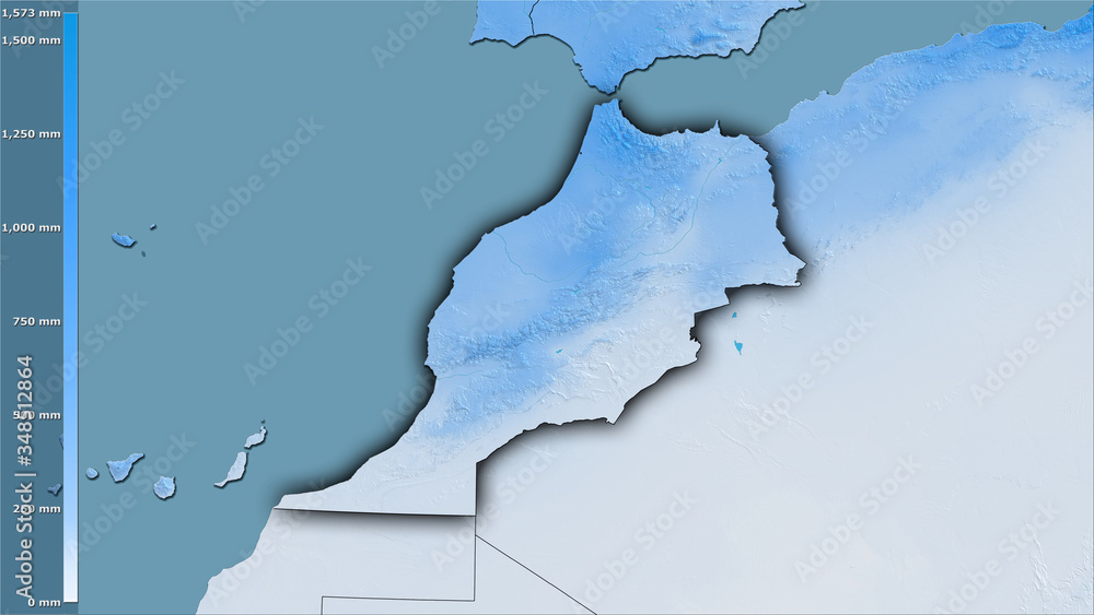 Fototapeta premium Morocco, annual precipitation - dark glow