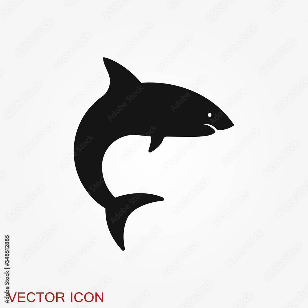 Fototapeta premium Shark icon. Sea and Ocean Animal symbol isolated on background.