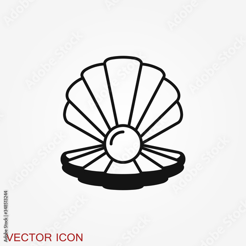 Shell icon, sea animal symbol isolated on background.