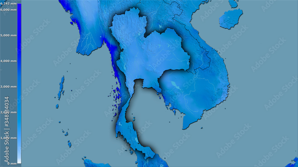 Thailand, annual precipitation - dark glow Thailand, annual precipitation - dark glow