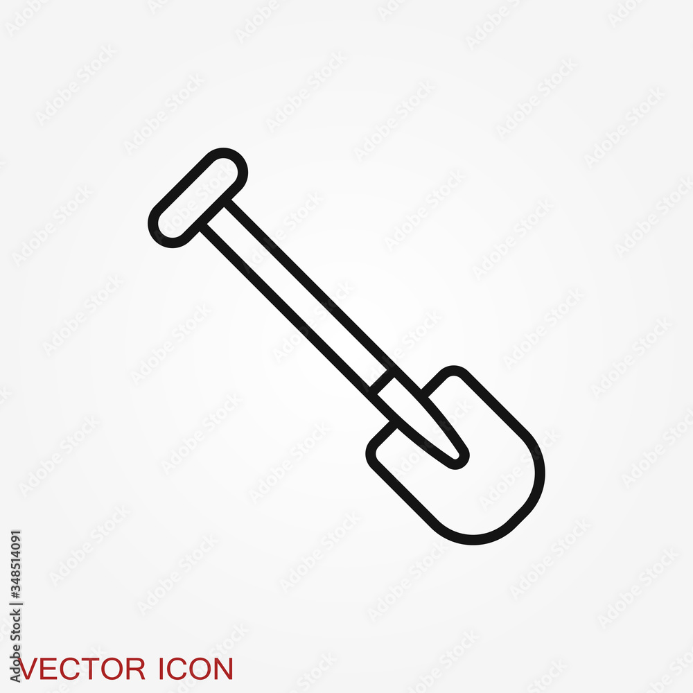 Shovel icon, Vector Illustration on the background. Shovel icon, Vector Illustration on the background.