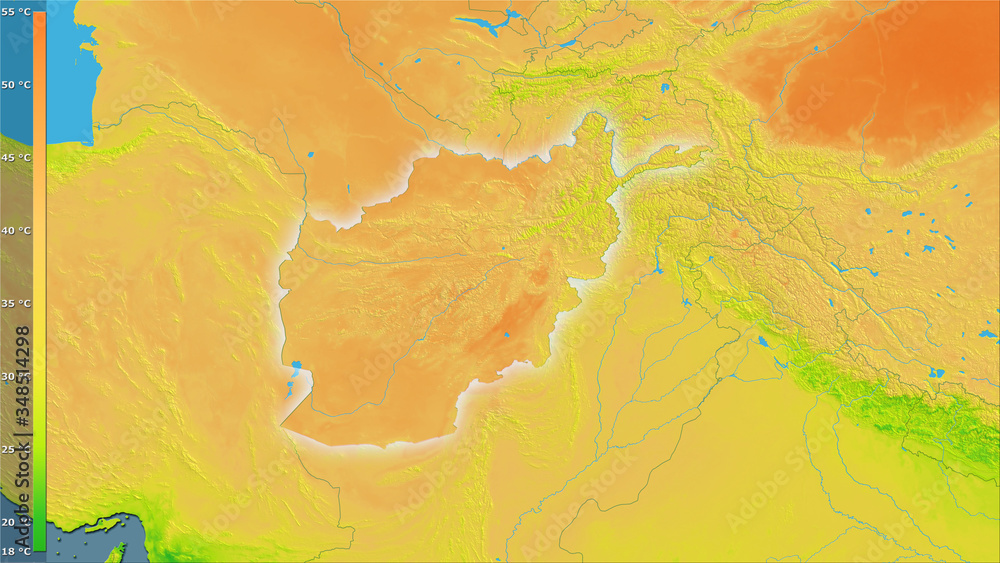 Naklejka premium Afghanistan, annual range - light glow