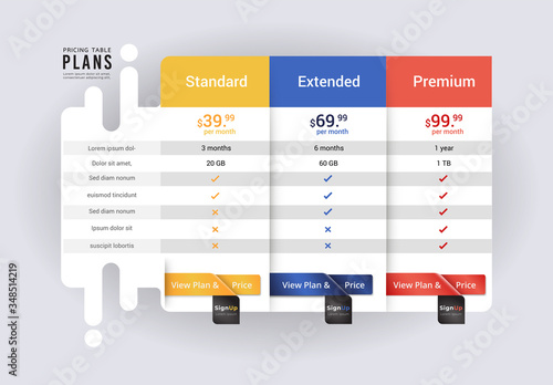 Host pricing for plan website banner. Customer buy package used.Vector illustration