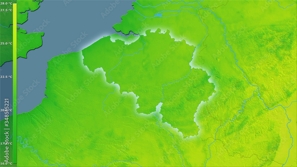 Obraz premium Belgium, annual range - light glow