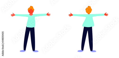 Woman with open arms front and back.