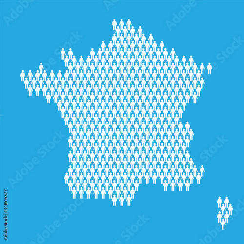 France population. Statistic map made from stick figure people