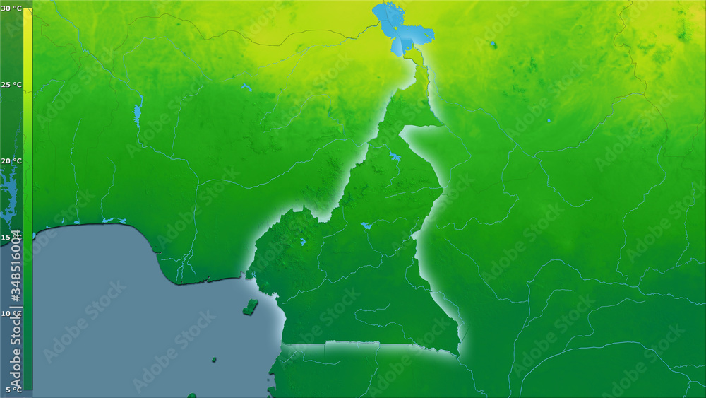 Cameroon, annual range - light glow