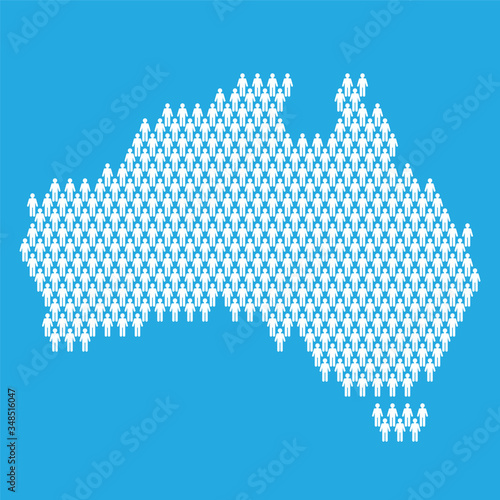 Australia population. Statistic map made from stick figure people