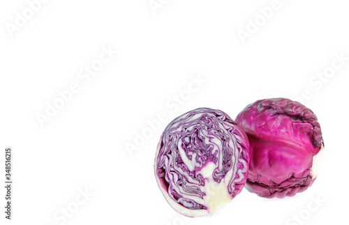 copy space red cabbage isolated on white