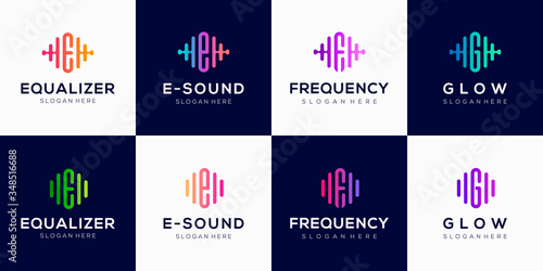 monogram creative Logo design template with Pulse element.