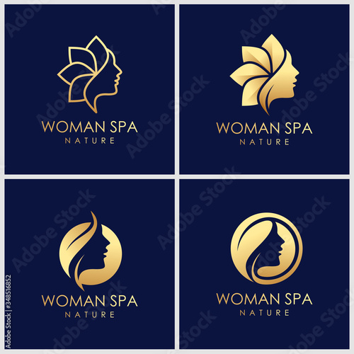 creative golden Beauty skin care logo design vector. spa therapy logo concept.