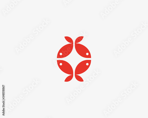 Fish roll sushi symbol logo icon vector illustration. Restaurant seefood vector logotype.