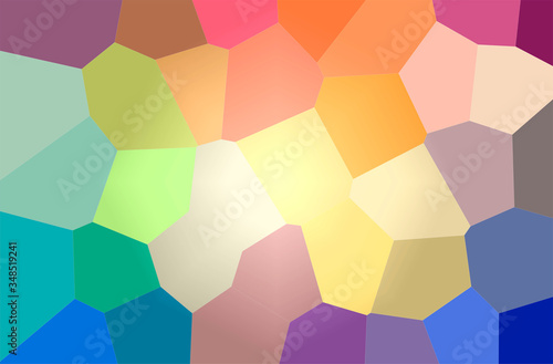 Abstract illustration of blue, green, orange, pink, red Giant Hexagon background