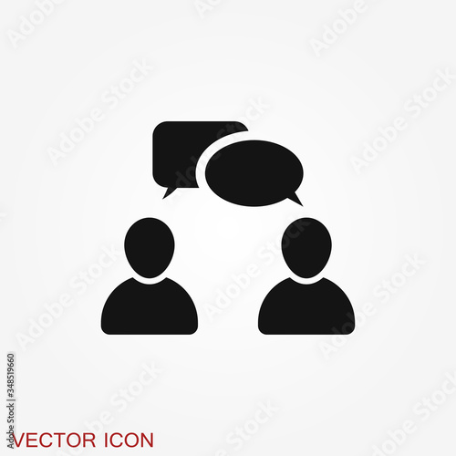 Talking vector icon. Dialogue,contact, conversational symbol isolated on background.