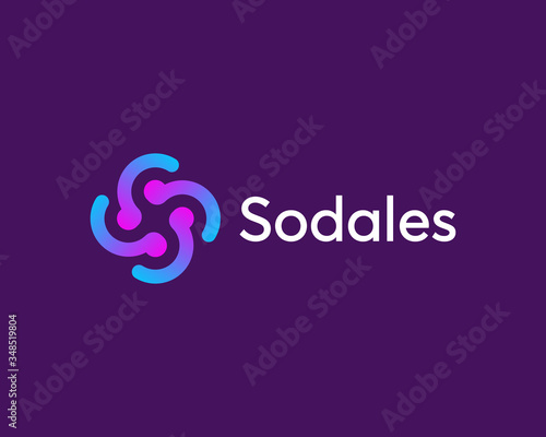 Abstract vortex spin logo icon design abstract modern minimal gradient line art illustration. Swirl colorful vector emblem sign symbol mark logotype.