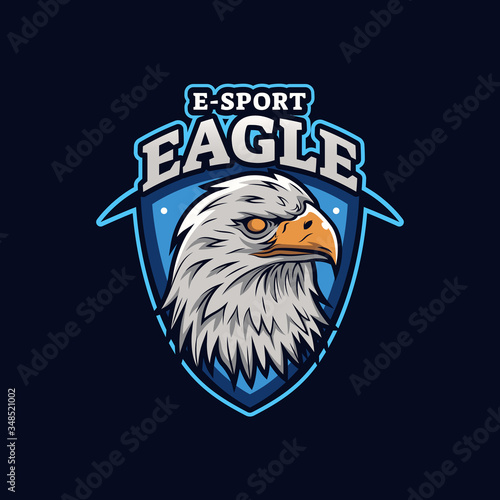 Eagle Head Badge Gaming Logo Illustration
