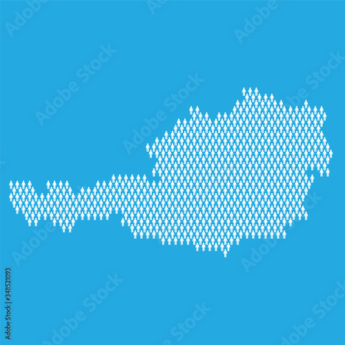 Austria population. Statistic map made from stick figure people