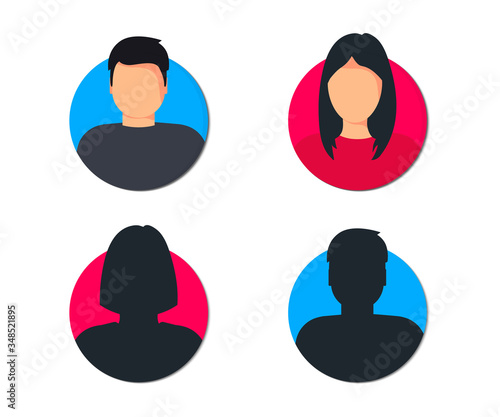Male and female user profile. Avatar Man and woman. Gender iconsUnknown or anonymous person. Male and female face silhouette. Man and woman profile Avatar, for web site design and mobile apps
