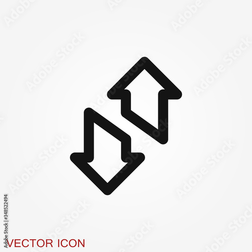 Transfer vector icon. Money symbol isolated on background.