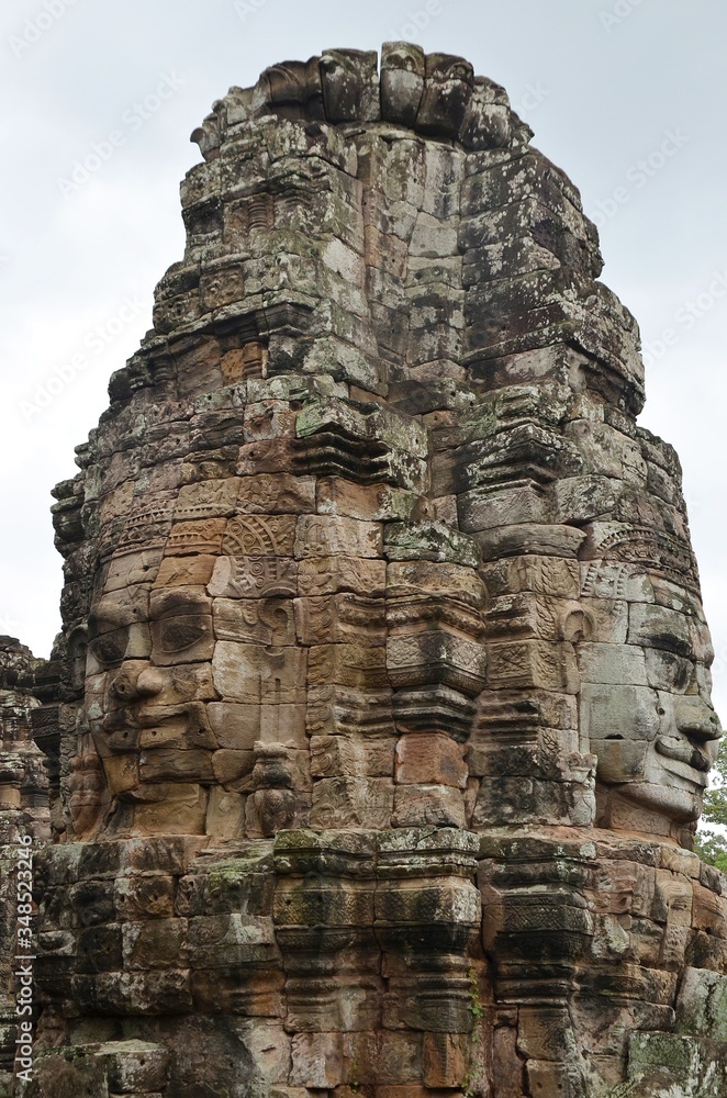 Famous face sculptures of Bayon temple, Angkor Wat, Cambodia