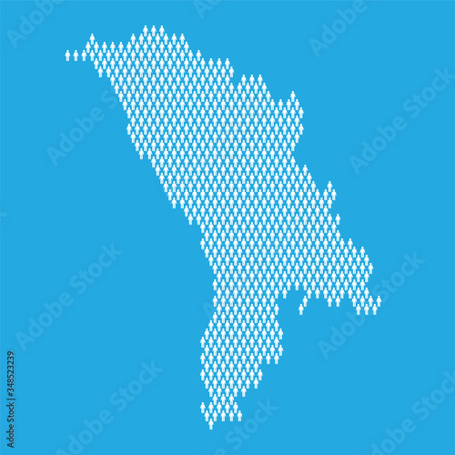 Moldova population. Statistic map made from stick figure people