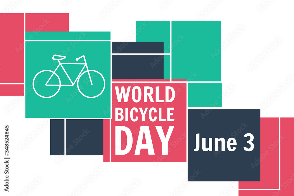 World Bicycle Day. June 3. Holiday concept. Template for background, banner, card, poster with text inscription. Vector EPS10 illustration. World Bicycle Day. June 3. Holiday concept. Template for background, banner, card, poster with text inscription. Vector EPS10 illustration.