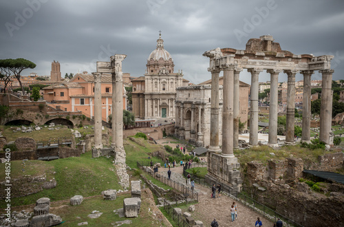 roman forum on a cloudy day ruins tourism ancient architecture rome