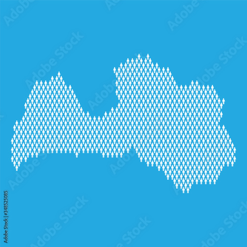 Latvia population. Statistic map made from stick figure people