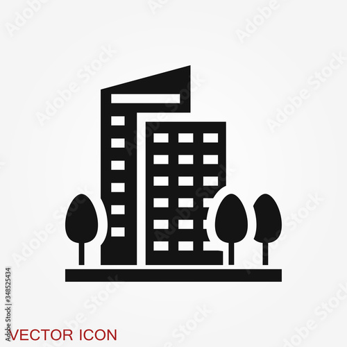 Urban vector icon, city symbol isolated on background.