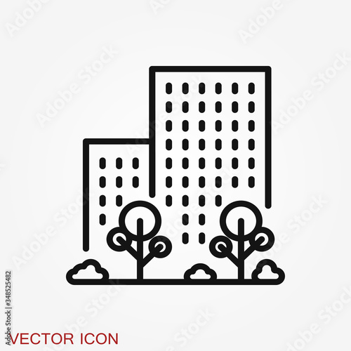 Urban vector icon, city symbol isolated on background.