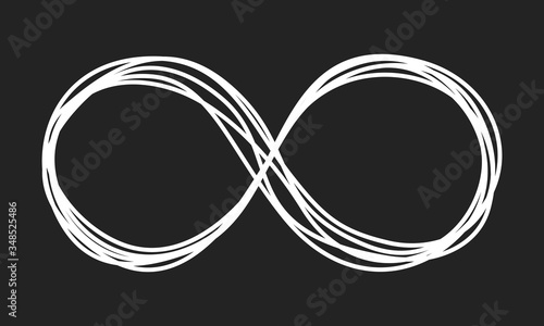 Infinity symbol scribble on black background