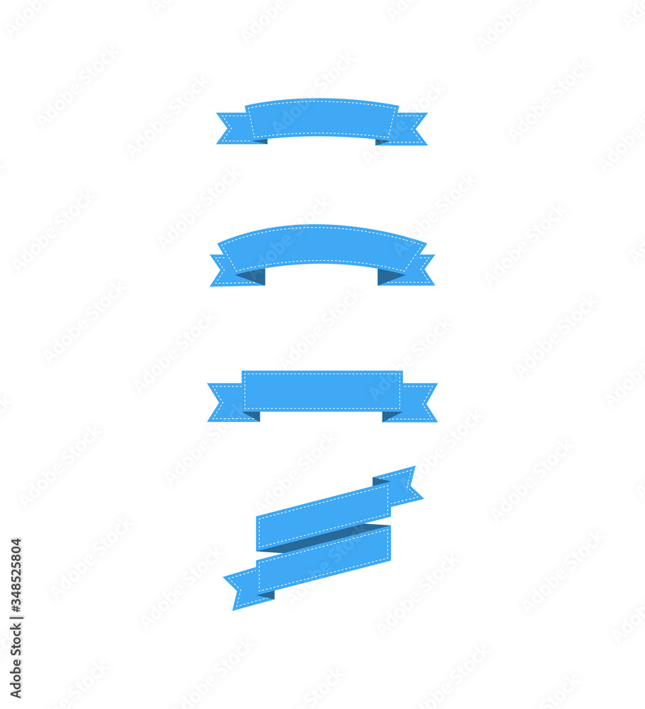 Ribbons banners with white lines. Blue ribbons banners, isolated on white background. Collection of three blue ribbons in trendy flat design. Empty banner. Eps10 Ribbons banners with white lines. Blue ribbons banners, isolated on white background. Collection of three blue ribbons in trendy flat design. Empty banner. Eps10