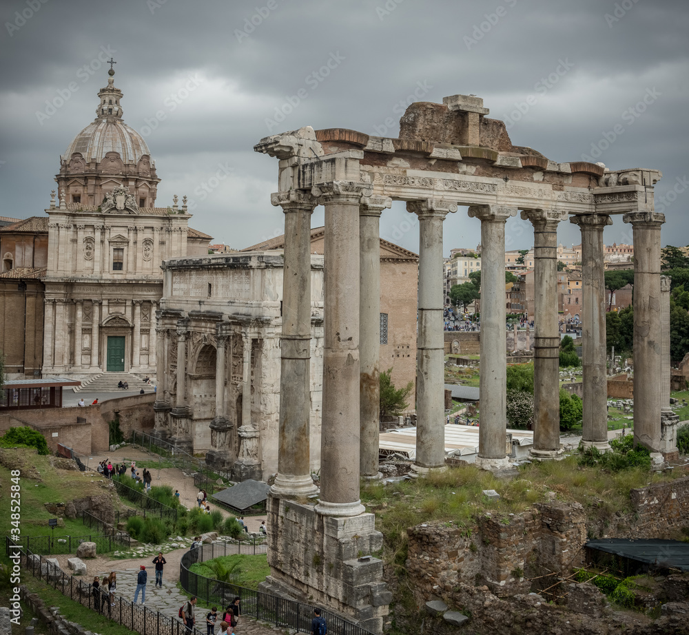 roman forum on a cloudy day tourism ancient architecture rome