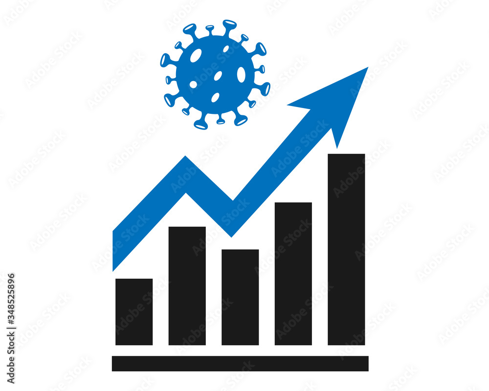 corona virus graph icon. covid-19 growth icon corona virus graph icon. covid-19 growth icon
