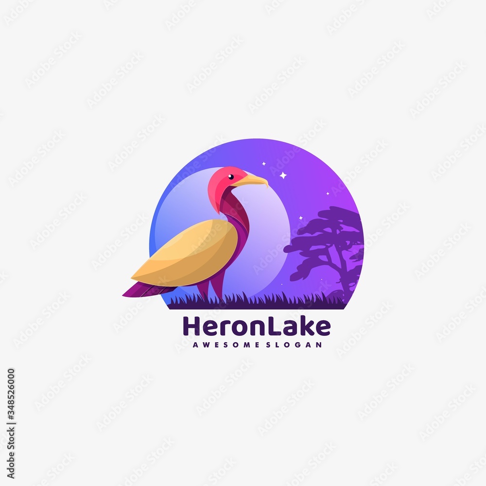 Obraz premium Vector Logo Illustration Heron Gradient Colorful Style.