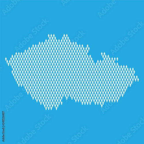Czech Republic population. Statistic map made from stick figure people