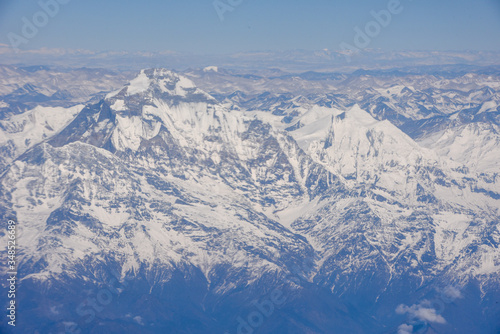 Landscape of Himalayas ridge aerial view in Nepal