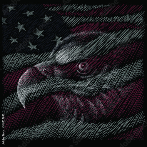 The logo Independence eagle Day July 4th for tattoo or T-shirt design or outwear.  Cute print Independence eagle Day July 4th style background.