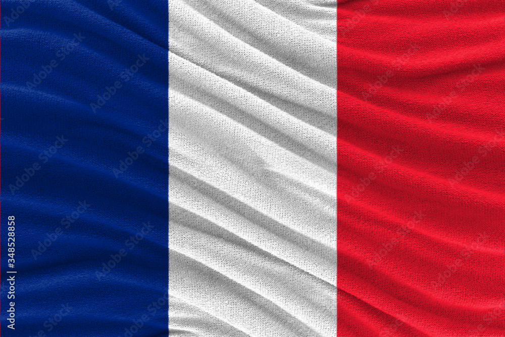 Fabric wavy texture national flag of France. Fabric wavy texture national flag of France.