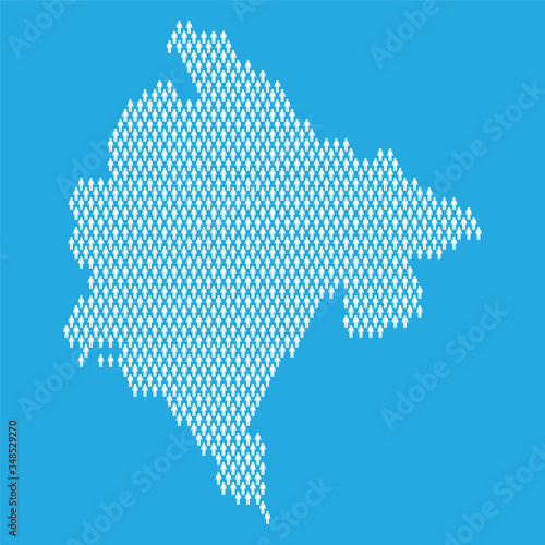 Montenegro population. Statistic map made from stick figure people