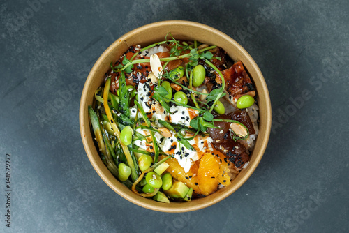 Traditional Hawaiian Poke with vegetables photo