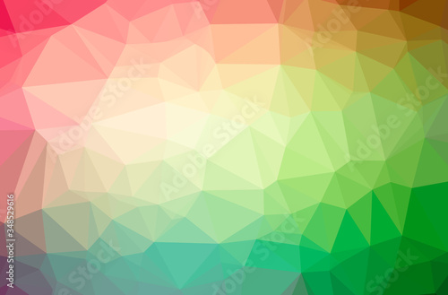 Illustration of abstract Green, Pink, Red horizontal low poly background. Beautiful polygon design pattern.