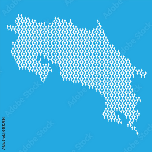 Costa Rica population. Statistic map made from stick figure people